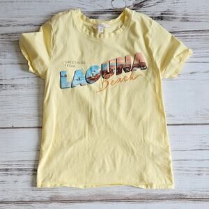 LC Lauren Conrad Laguna Beach Yellow Graphic Tee sz XS